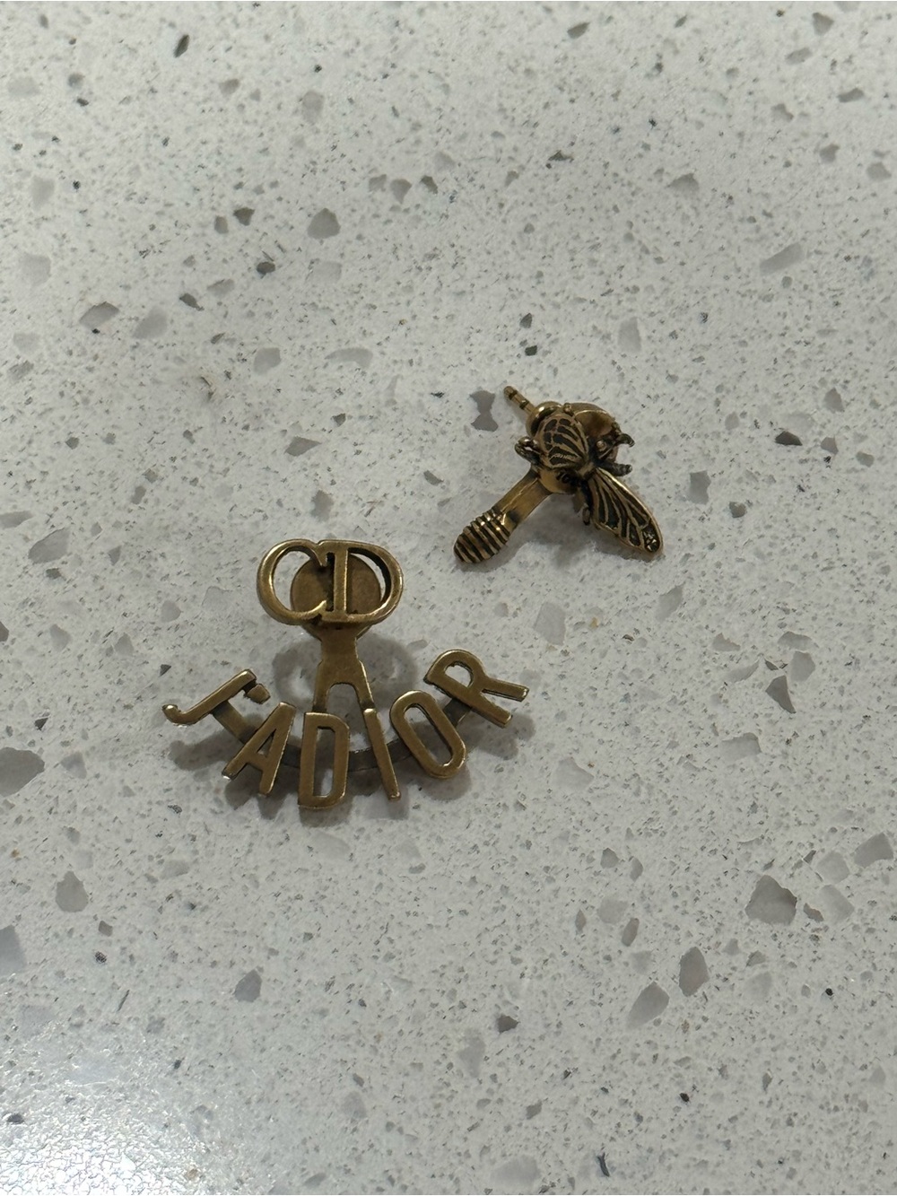 Dior J'Adior Gold Lettering and Bee 🐝 Earrings AUTHENTIC - Picture 5 of 8